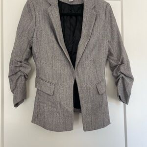 H&M Black and Cream Textured Blazer